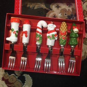 Christmas Appetizer/ pastry Fork Set